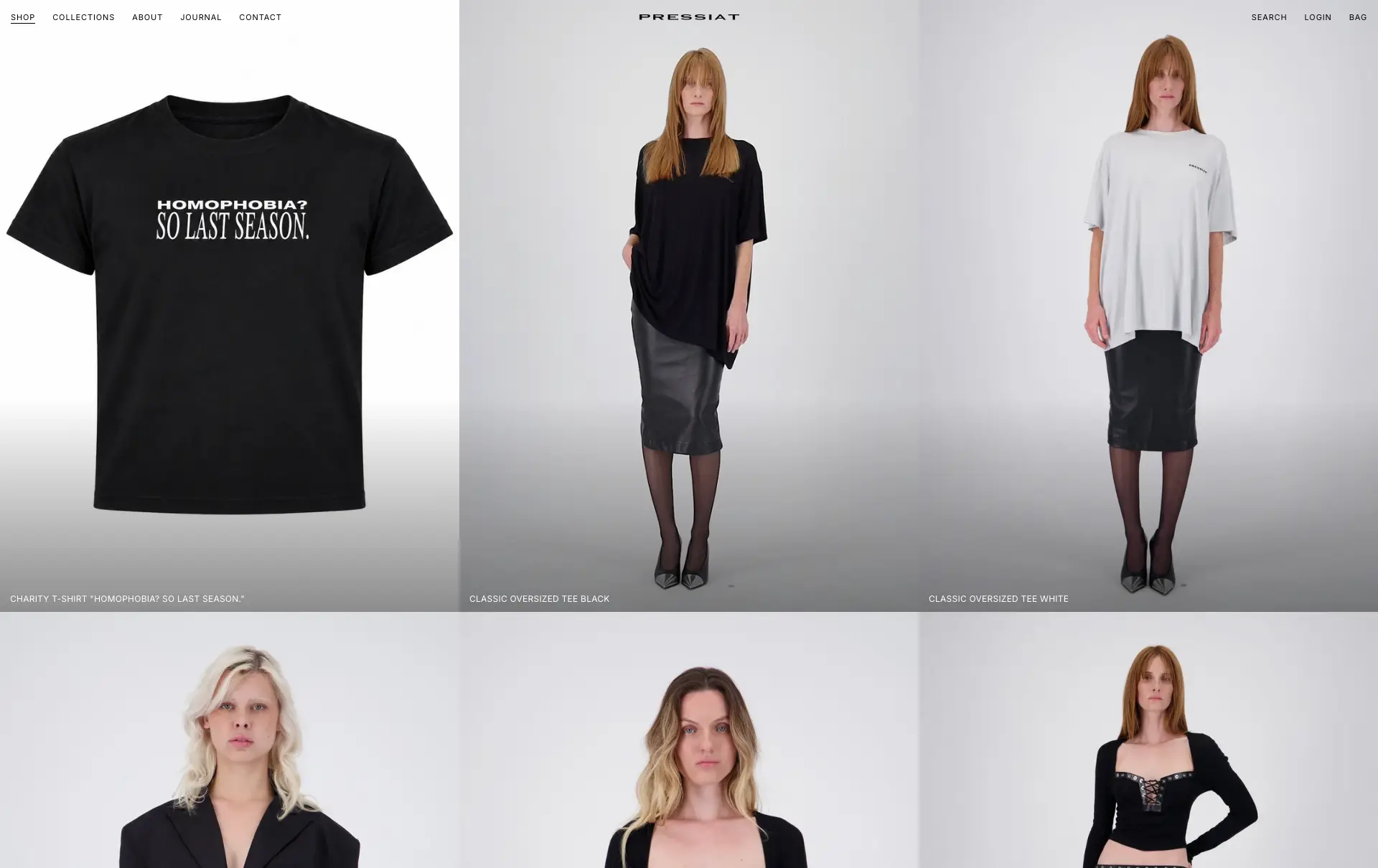 Pressiat catalogue, products laid out edge to edge like a lookbook